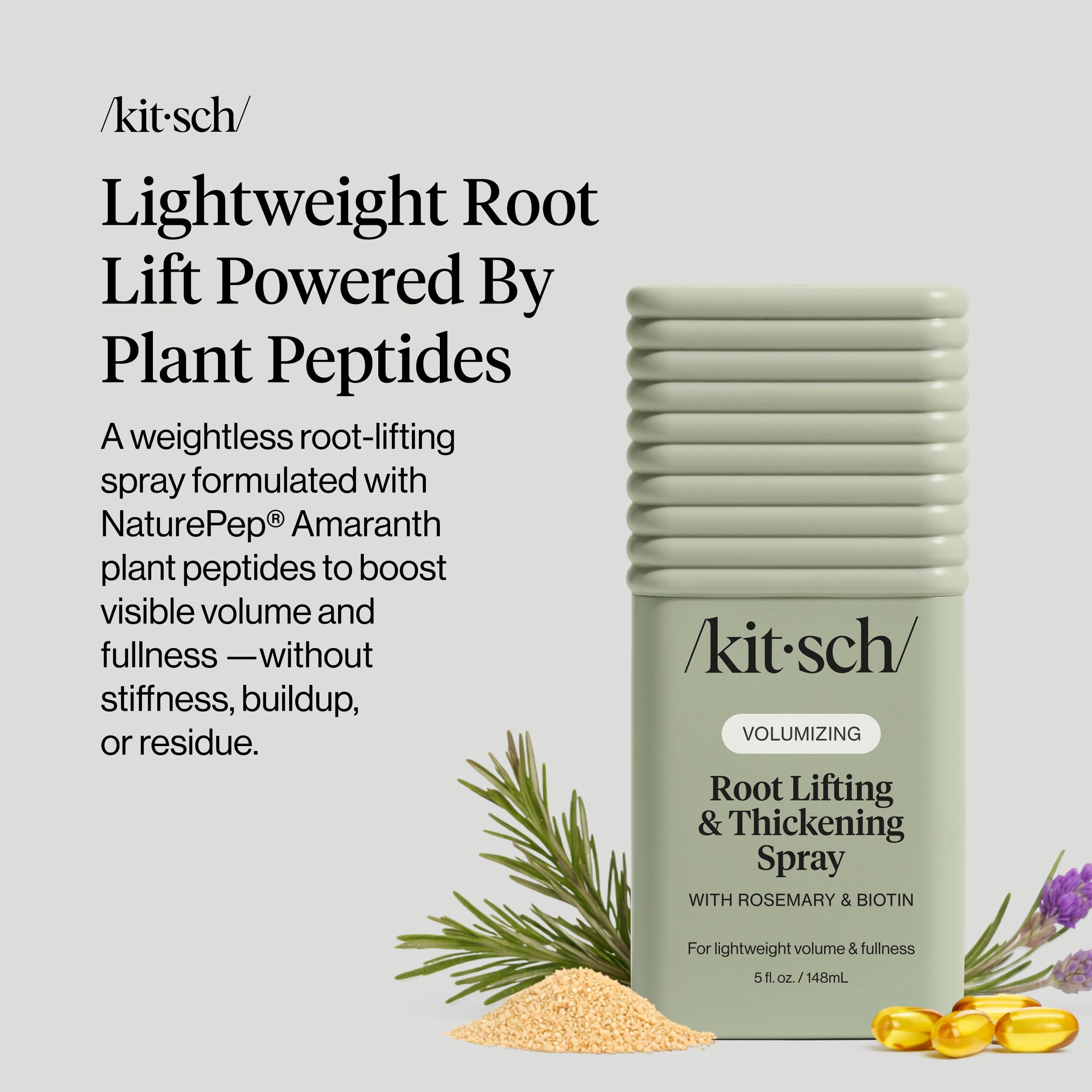 Kitsch Root Lifting Spray application demonstrates soft, touchable volume.