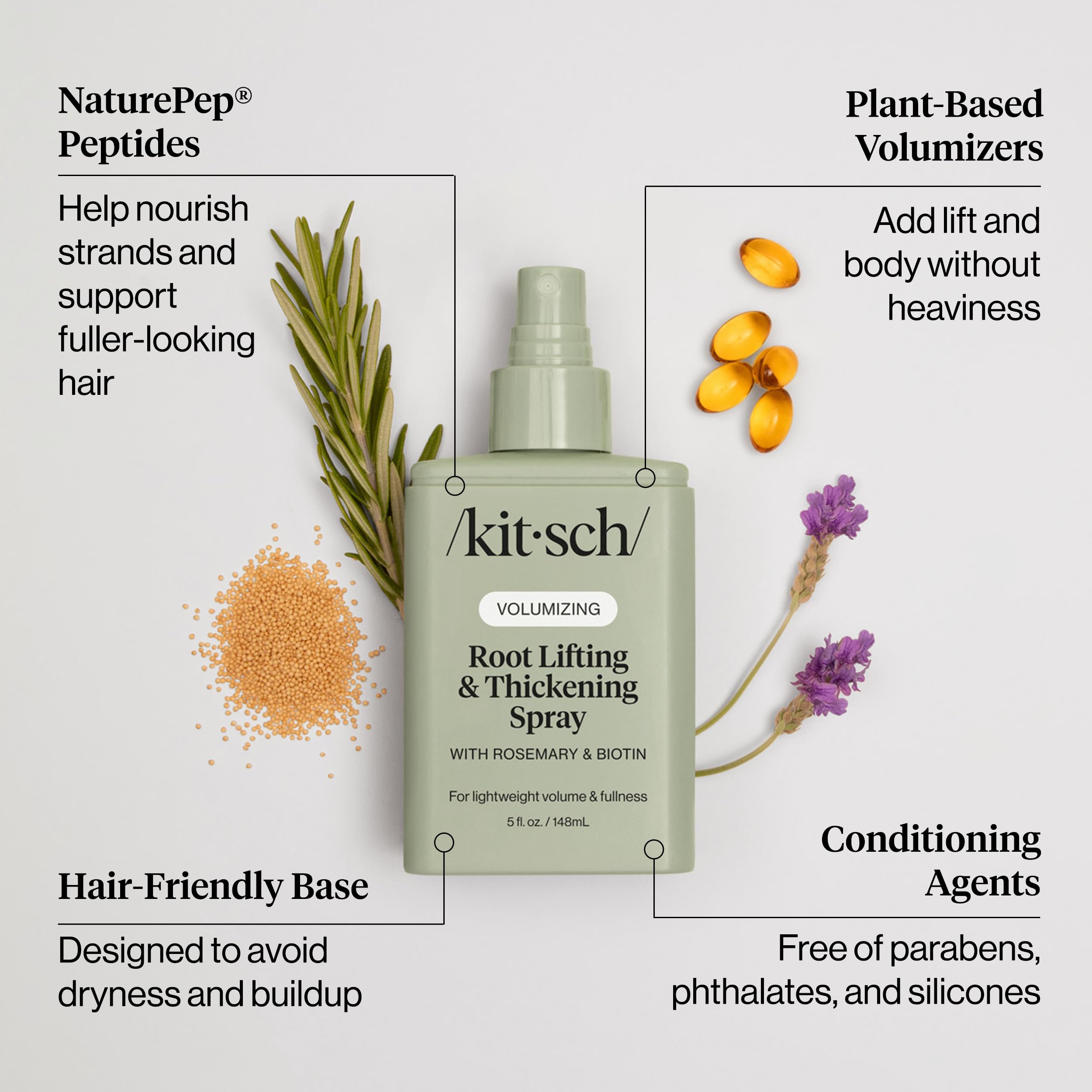 Kitsch Root Lifting Spray nozzle dispensing for lightweight root lift.