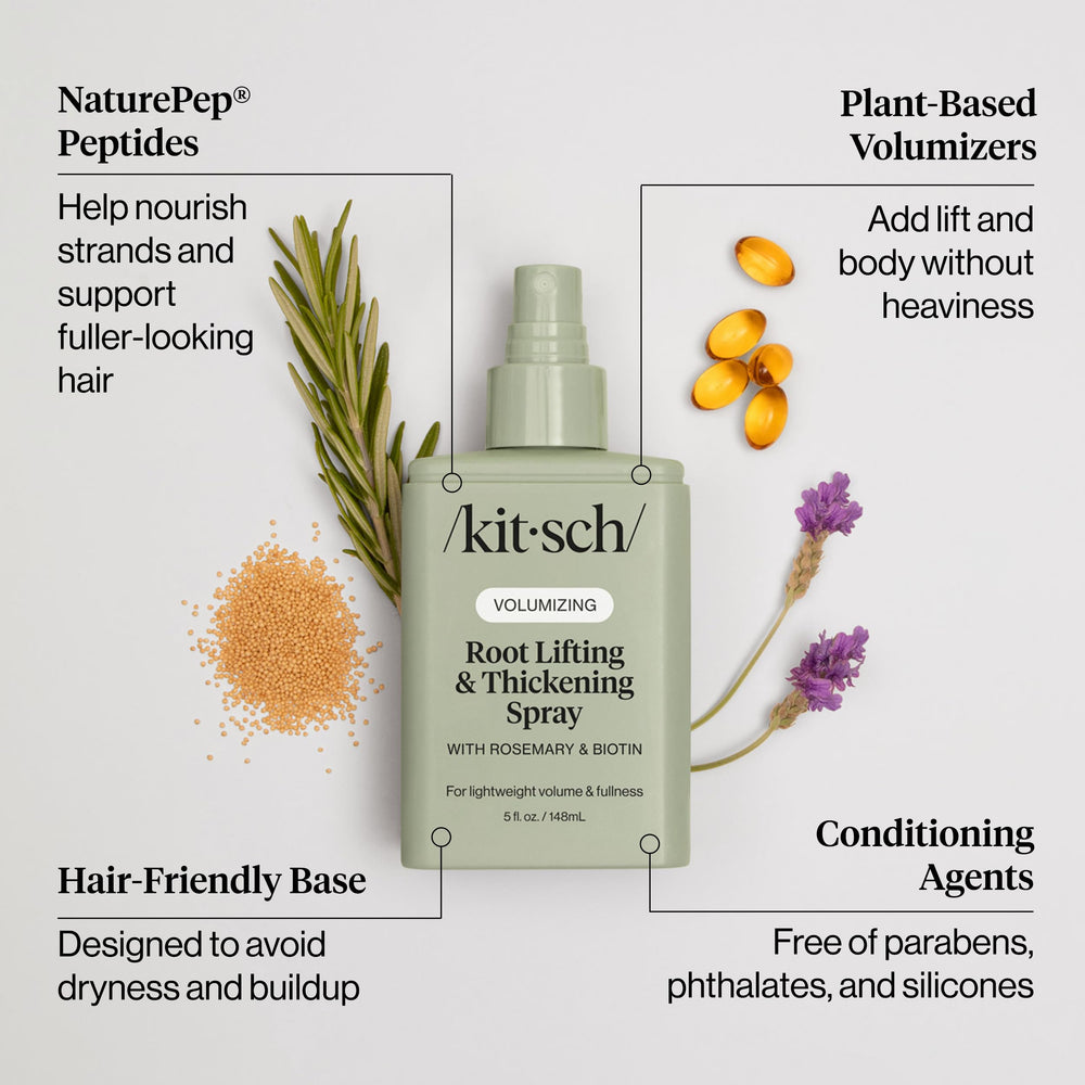 Kitsch Root Lifting Spray nozzle dispensing for lightweight root lift.