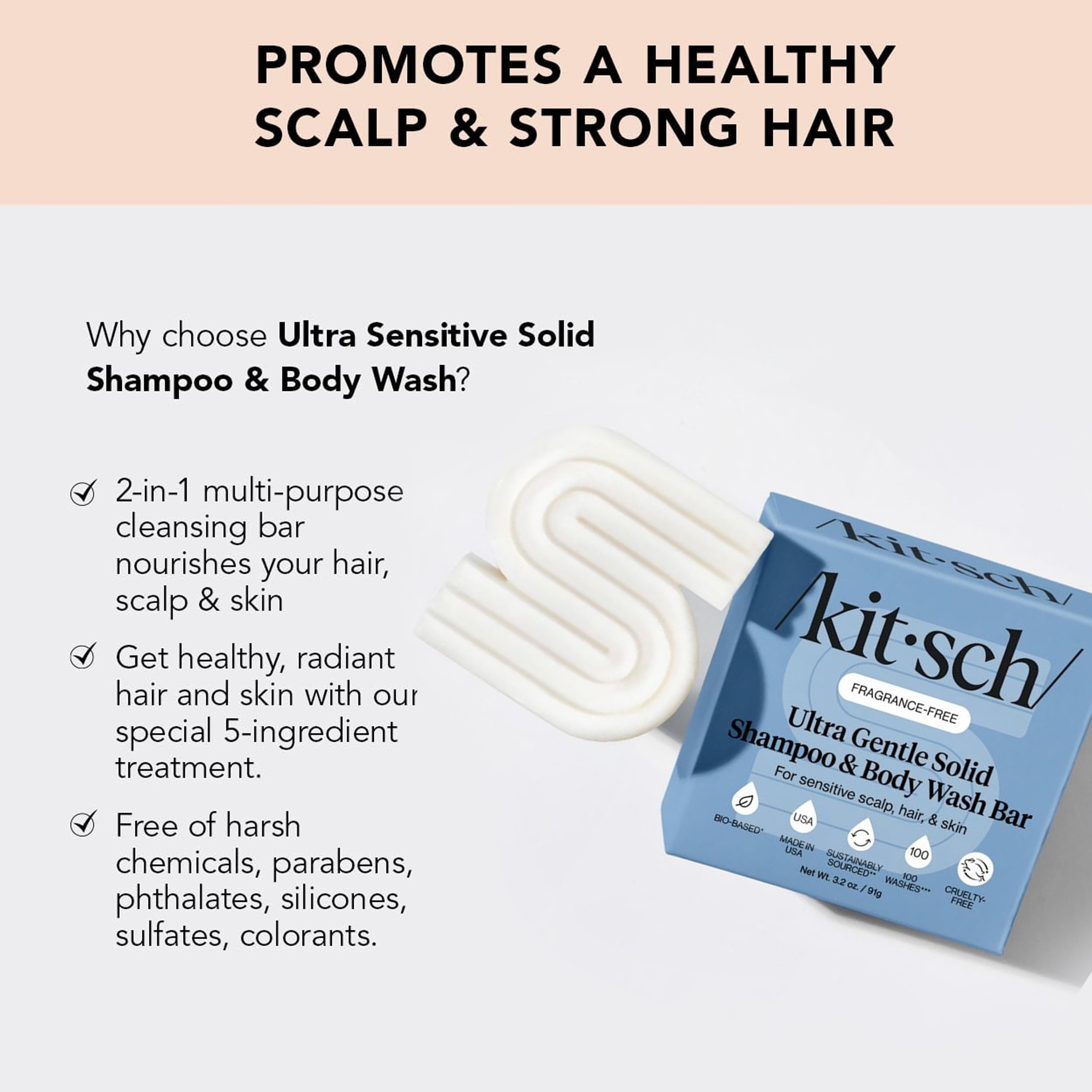 Kitsch Ultra-Sensitive 2-in-1 bar closeup texture reveals plant based cleanliness