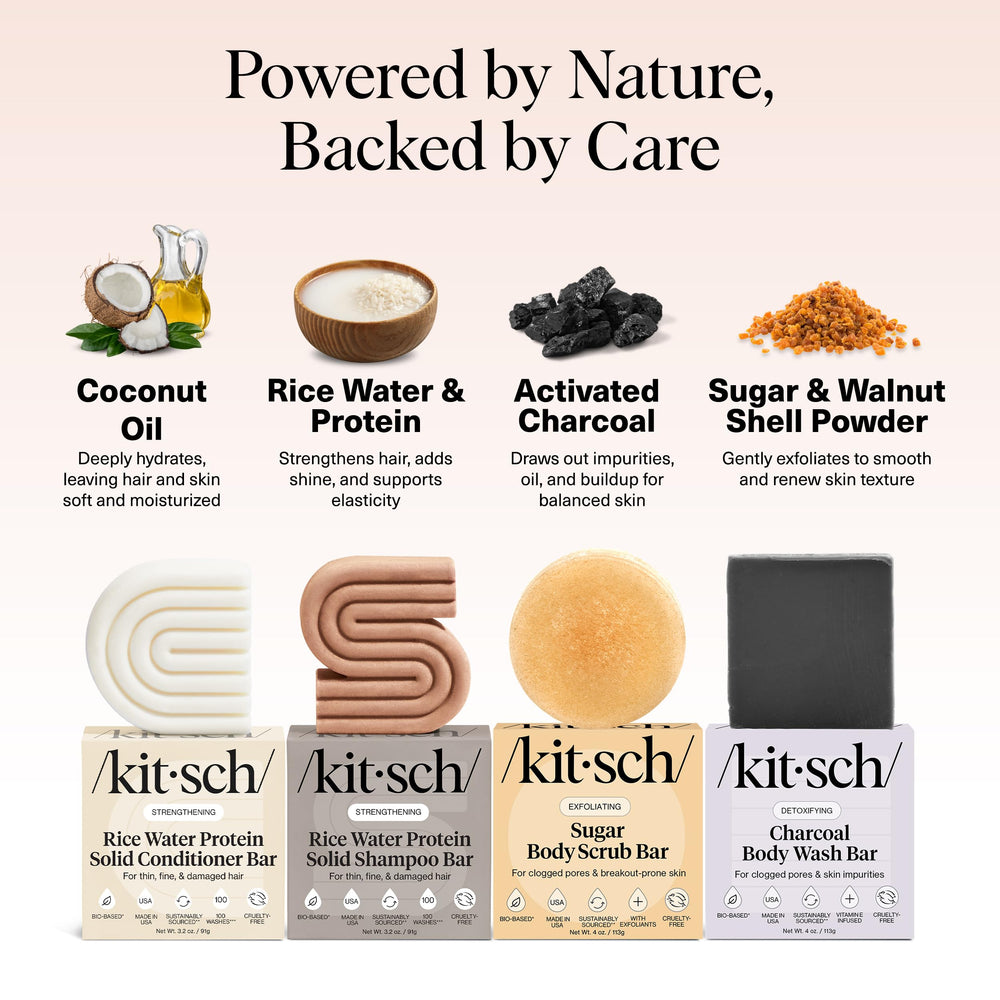 Kitsch zero-waste packaging image highlighting plastic-free, eco-friendly set.