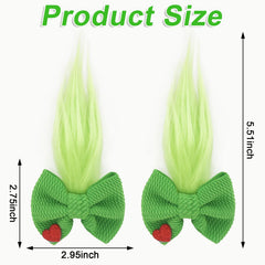 KIUEZIR green Troll hair bow clip; secure metal clasp for all-day wear.