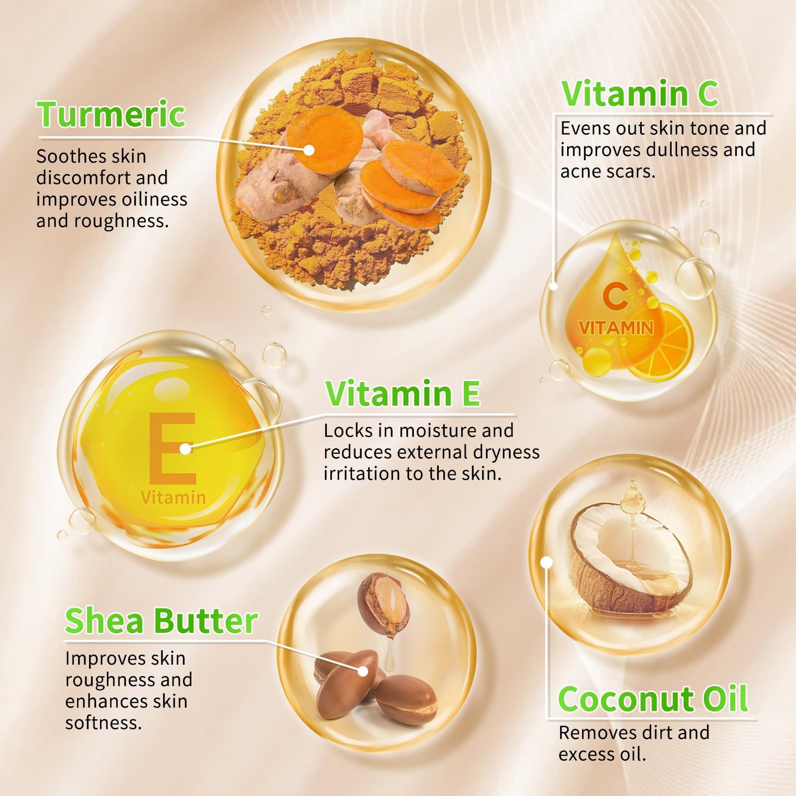 KIUORET Turmeric Soap image highlighting a refreshing cleanse and clear pores