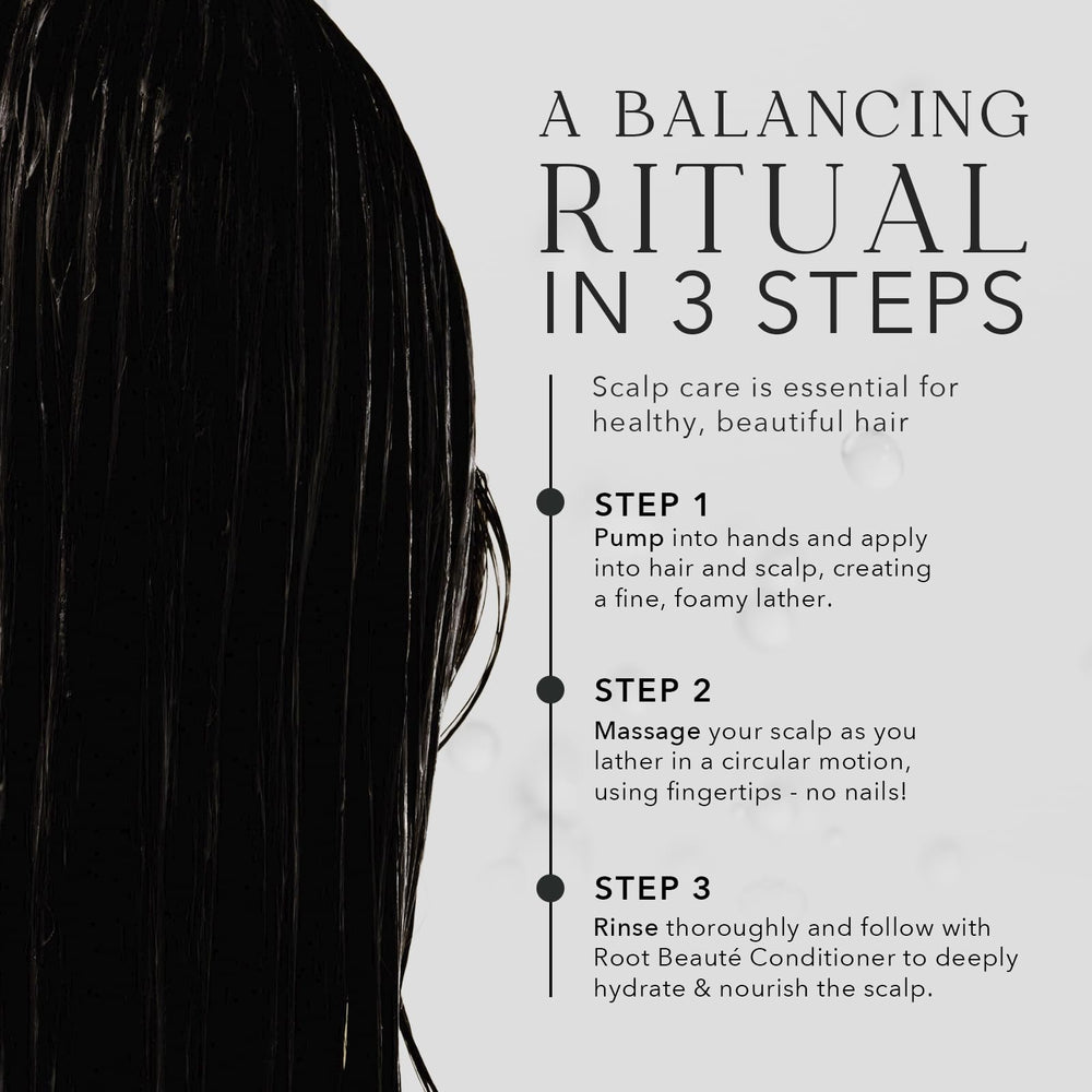 KIWABI Root Beaute shampoo foamy lather demonstrating gentle cleanse.
