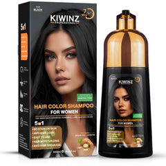 Kiwinz Professional Hair Color Shampoo bottle pour for easy, mess-free application.
