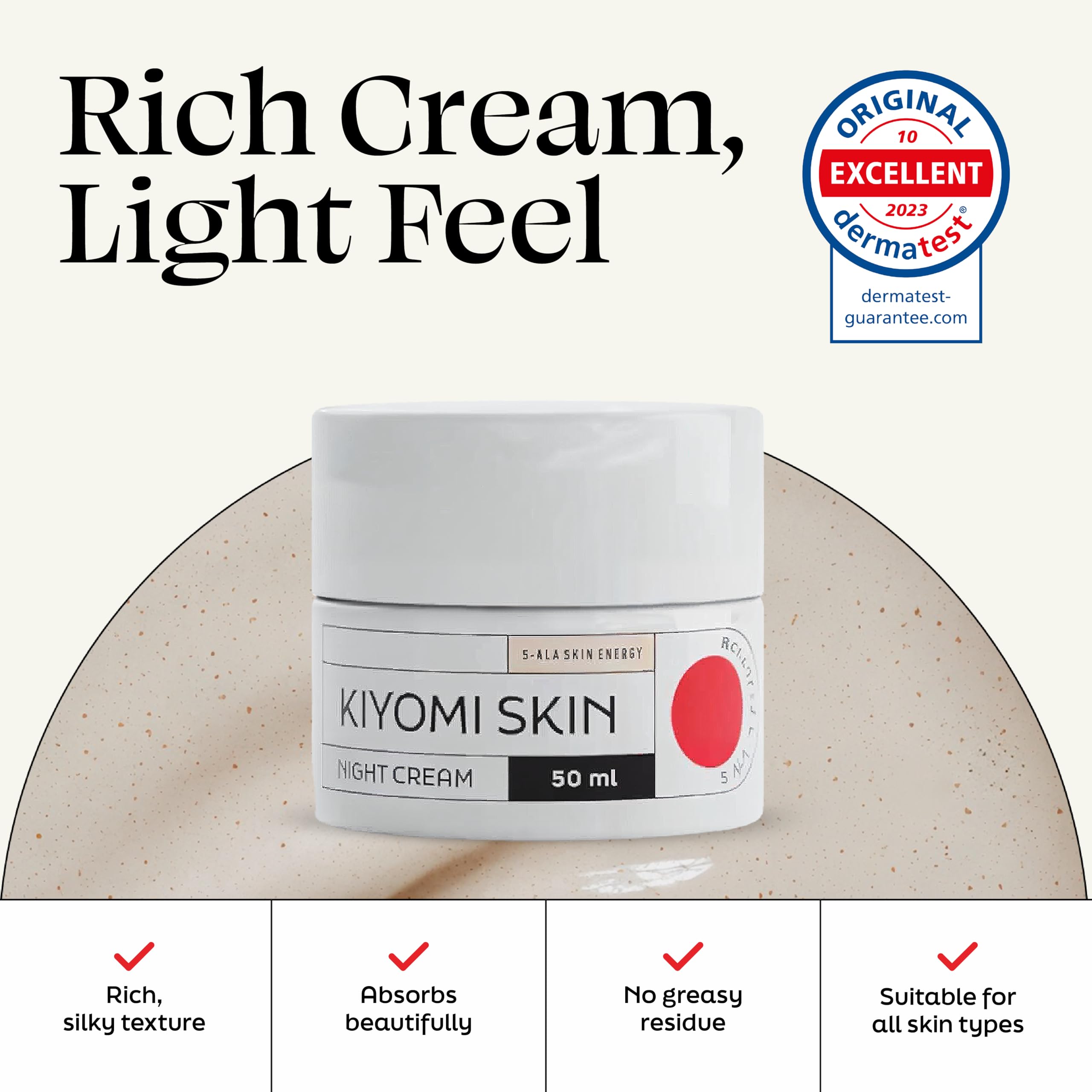 Kiyomi Skin Night Cream fragrance-free label suitable for sensitive skin.