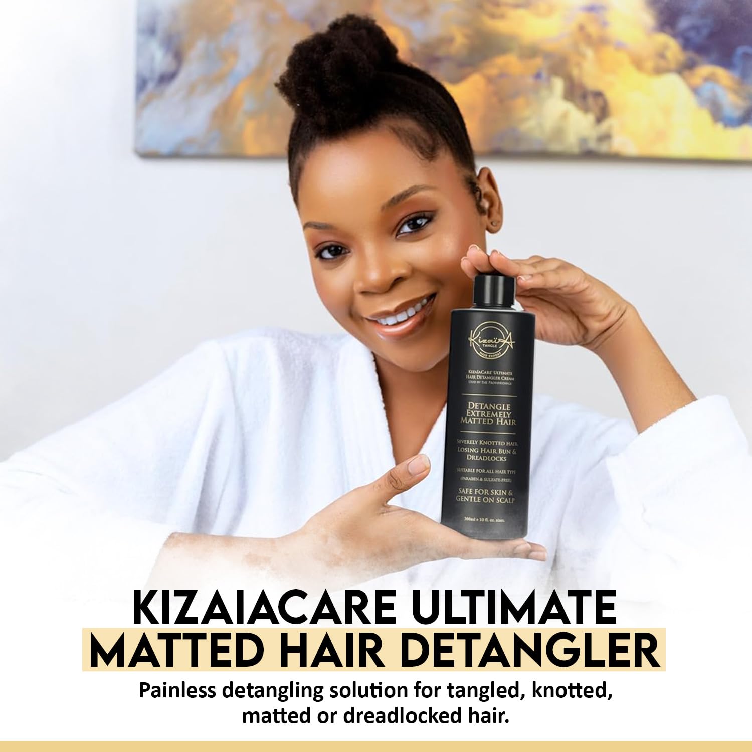 KizaiaCare detangler for child detangling shows gentle, safe use.