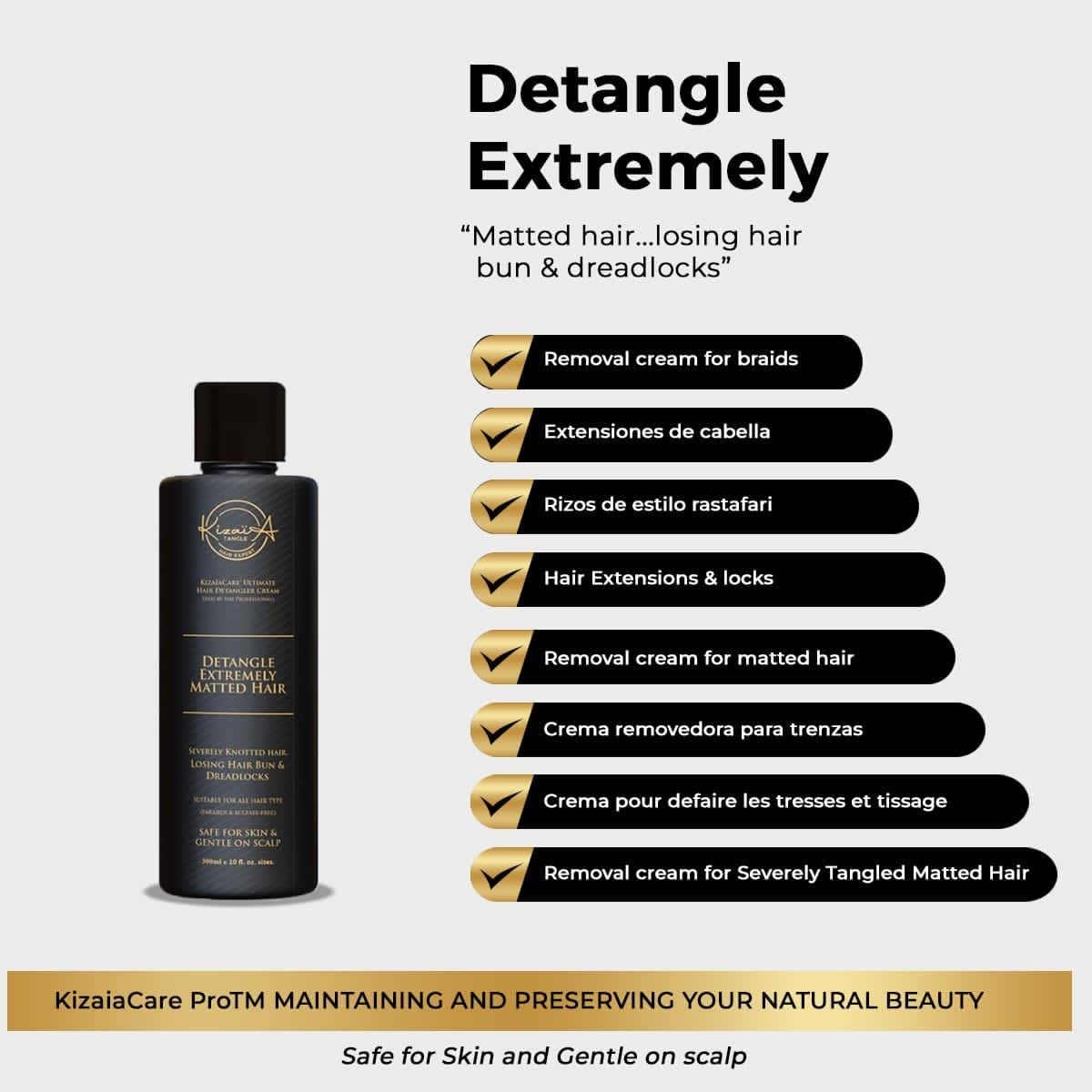 KizaiaCare detangler cream dispense shows easy application for knot-prone hair.