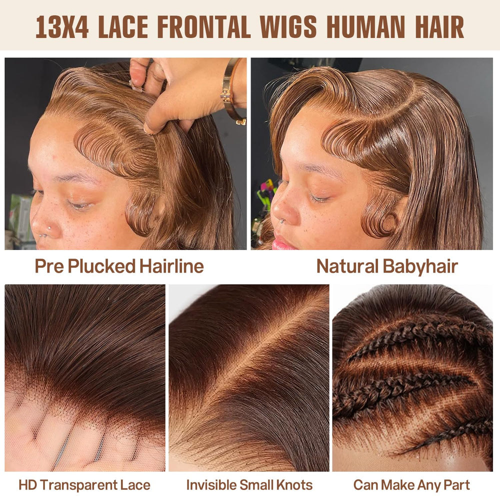 Kkioor 24-inch body wave wig front details showing 13x4 hd lace.