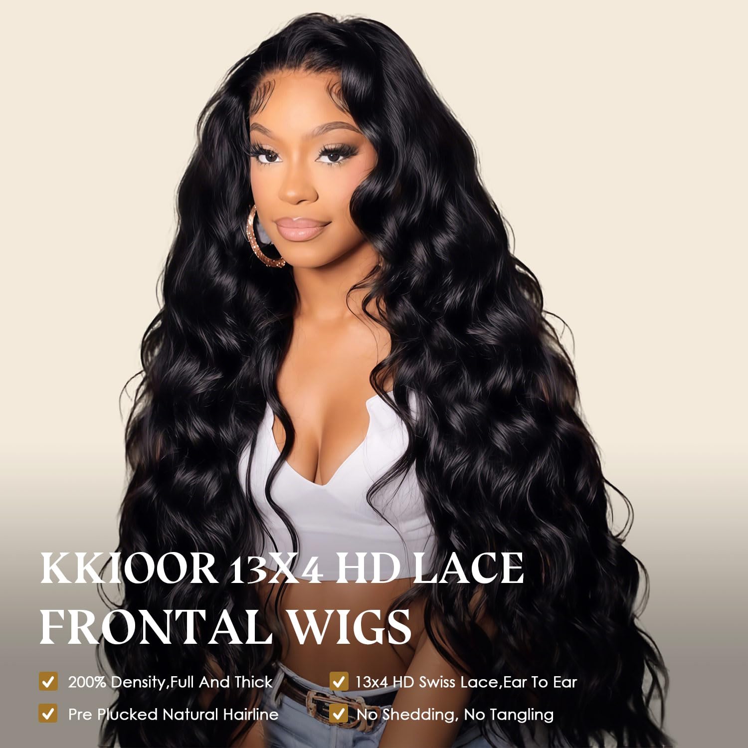Kkioor 24in wig back view shows dense, natural-looking hair.
