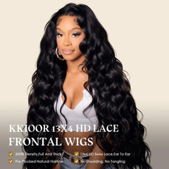 Kkioor 24in wig back view shows dense, natural-looking hair.