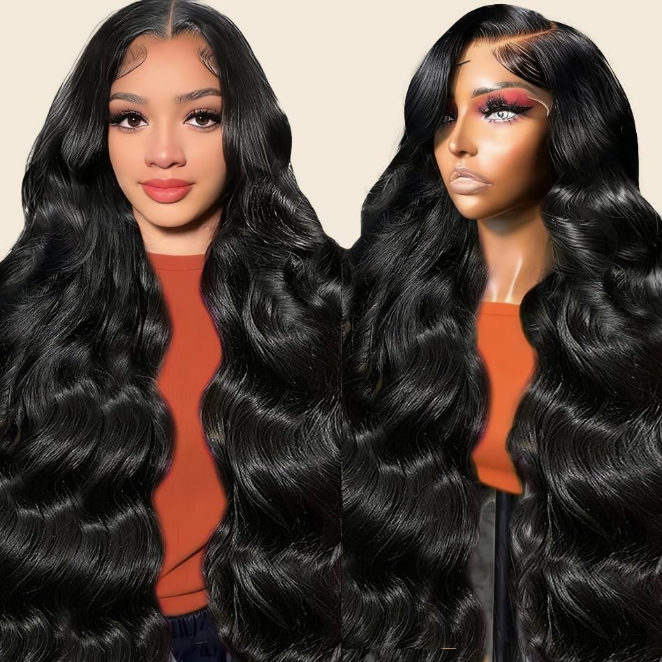 Kkioor 24in body wave wig front view with seamless lace front for natural parting.