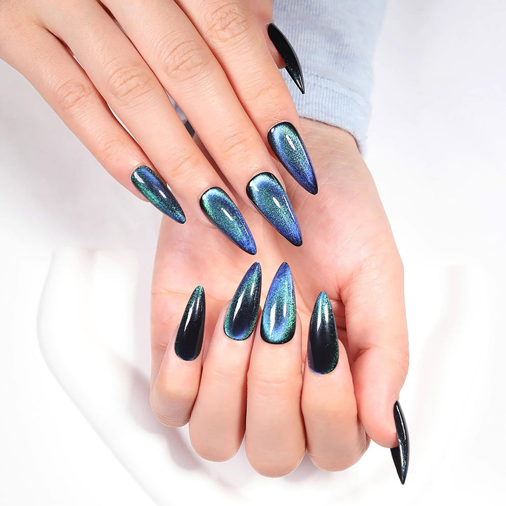 KKUUOO 24-piece press-on nails kit with 12 sizes.