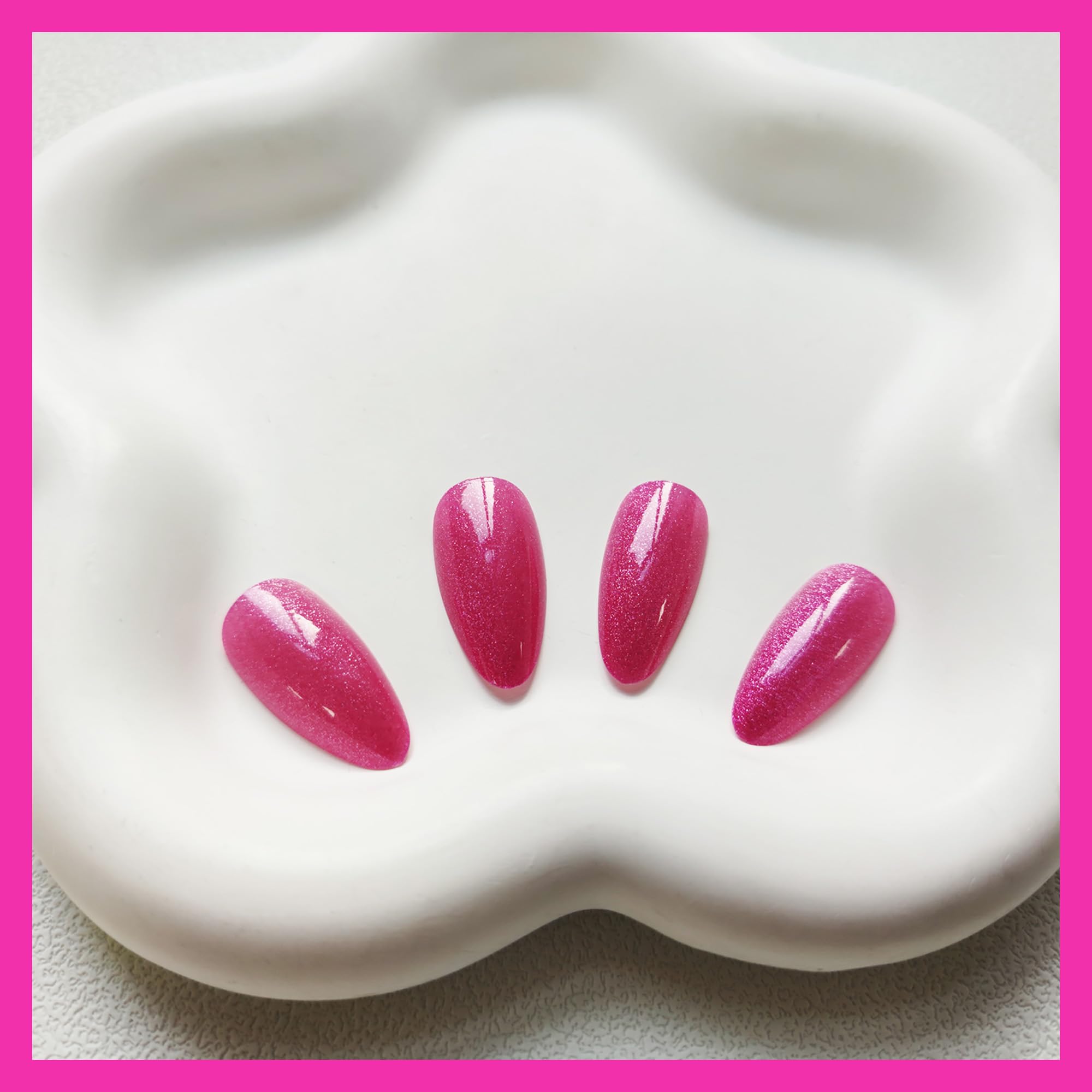 KKUUOO opal design pink nails add glamorous shine to any look.