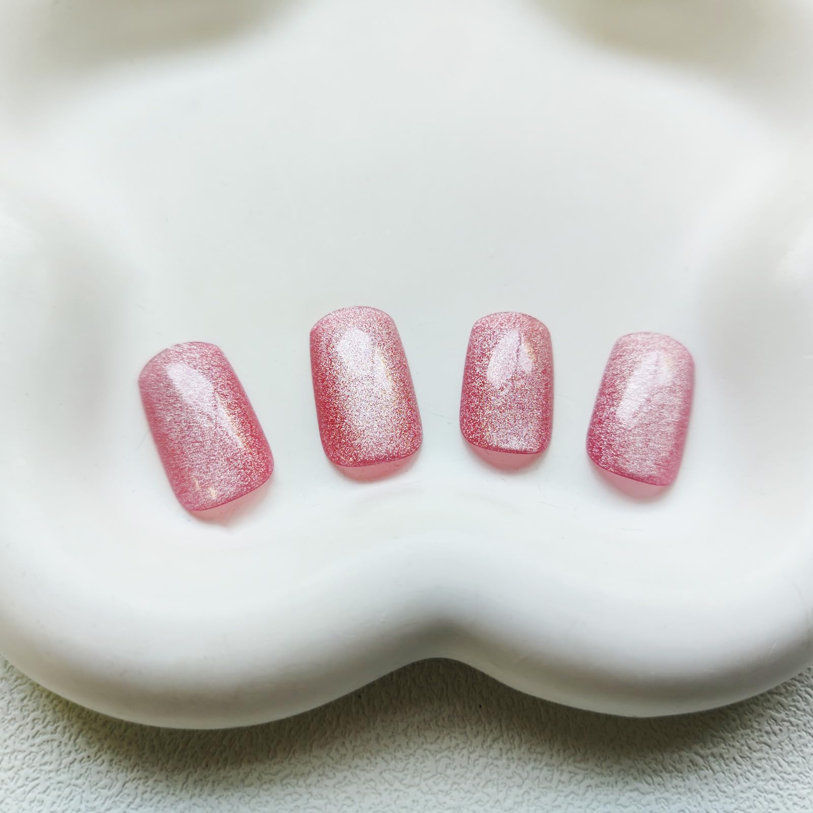 KKUUOO Opal-design square nails add elegant sparkle for special occasions.
