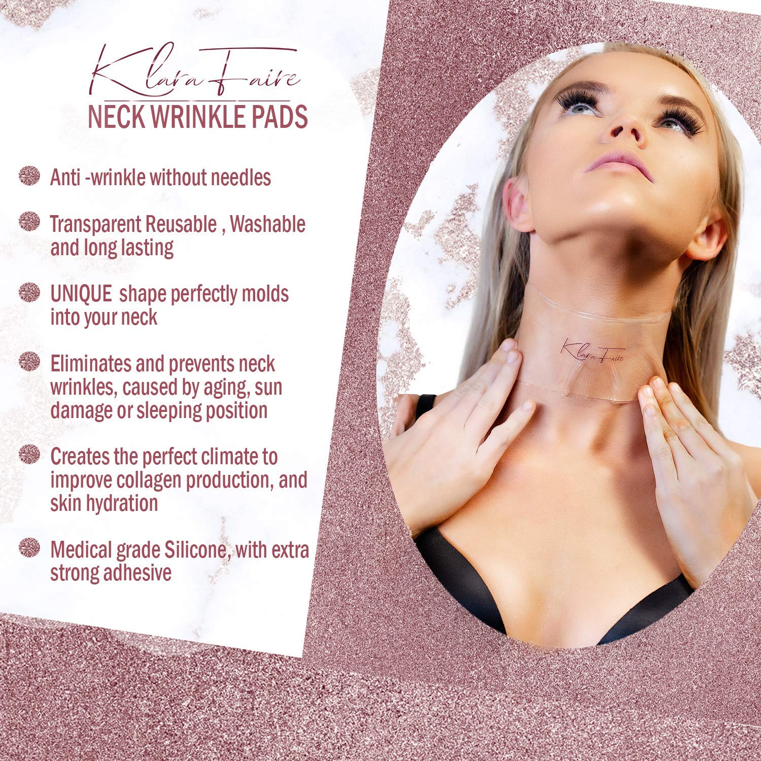 Klara Faire soft adhesive neck patch stays in place during daily activity