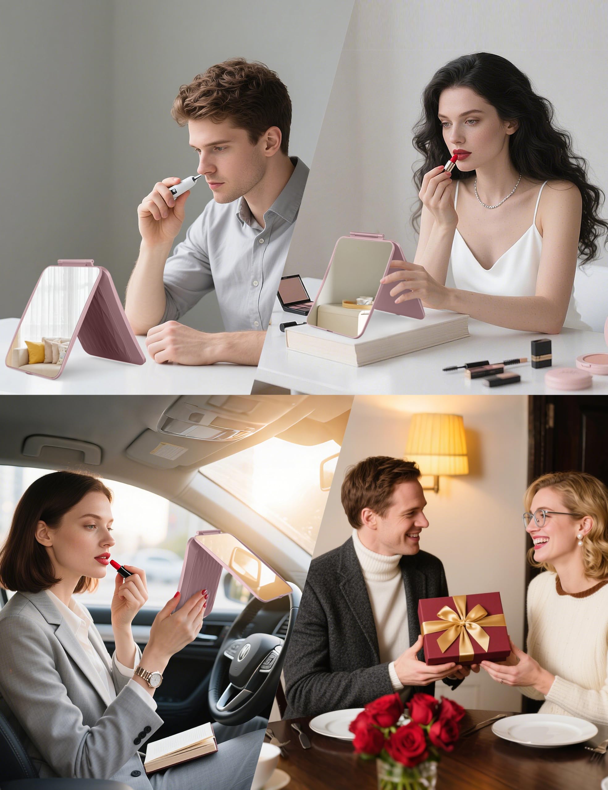 Klarh travel mirror no LED lights for glare-free viewing