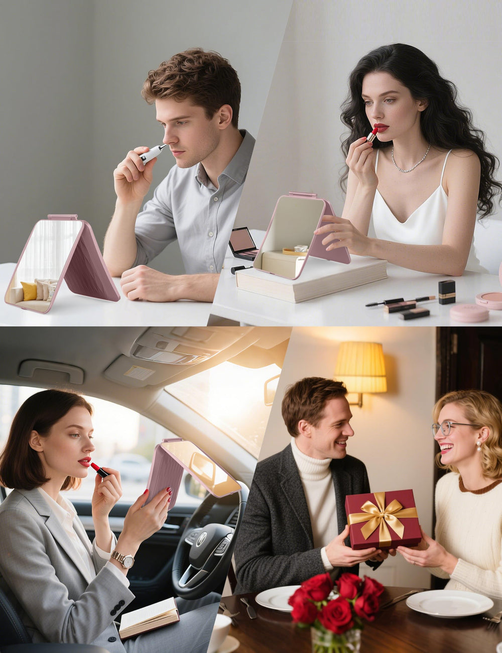 Klarh travel mirror no LED lights for glare-free viewing