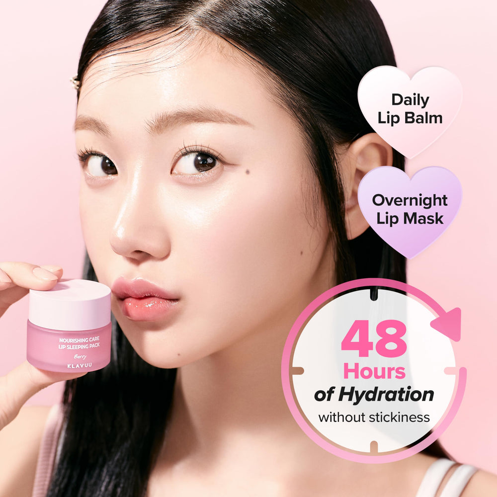 Klavuu Lip Mask Sleeping Pack delivers a glossy finish with natural color.