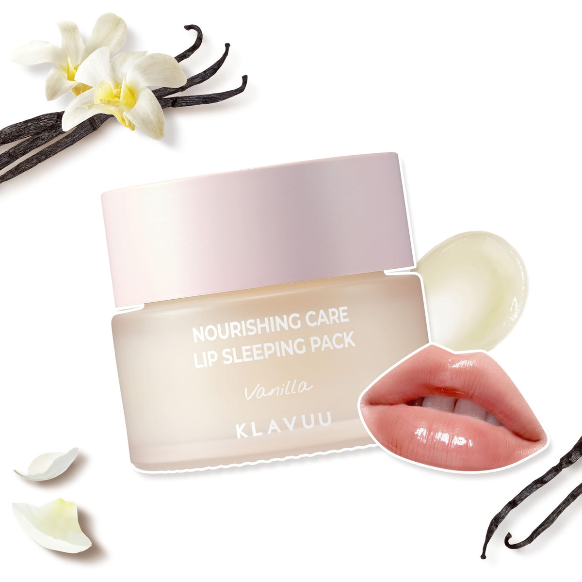 Klavuu Lip Mask Sleeping Pack on nightstand for overnight hydration.