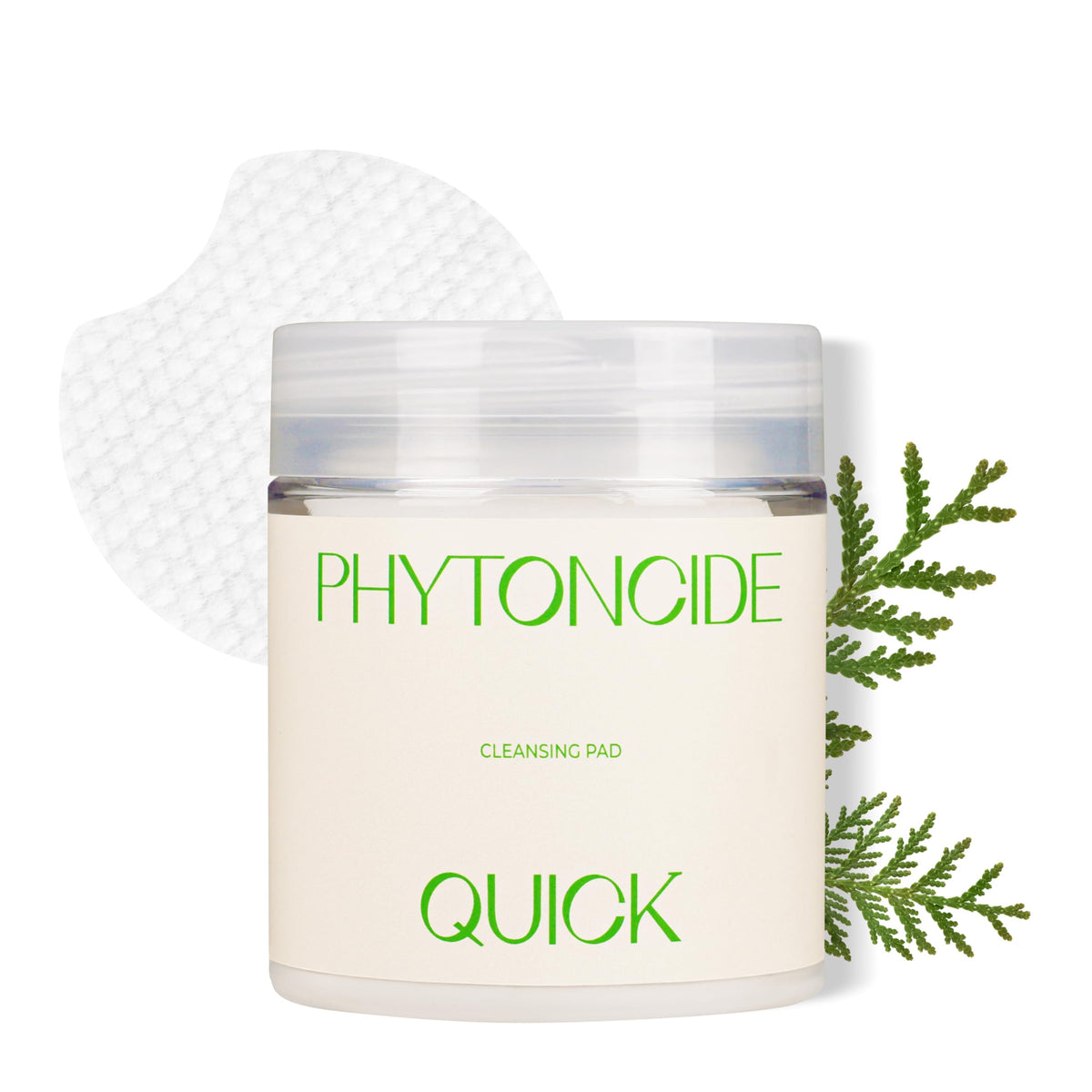 KLAVUU Phytoncide Quick Cleansing Pad packaging close-up highlighting hypoallergenic formula for sensitive skin