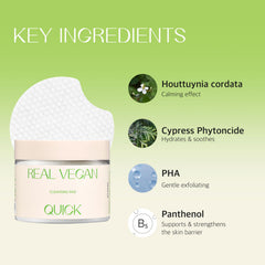 KLAVUU Real Vegan Quick Cleansing Pad removes makeup smoothly without irritation.