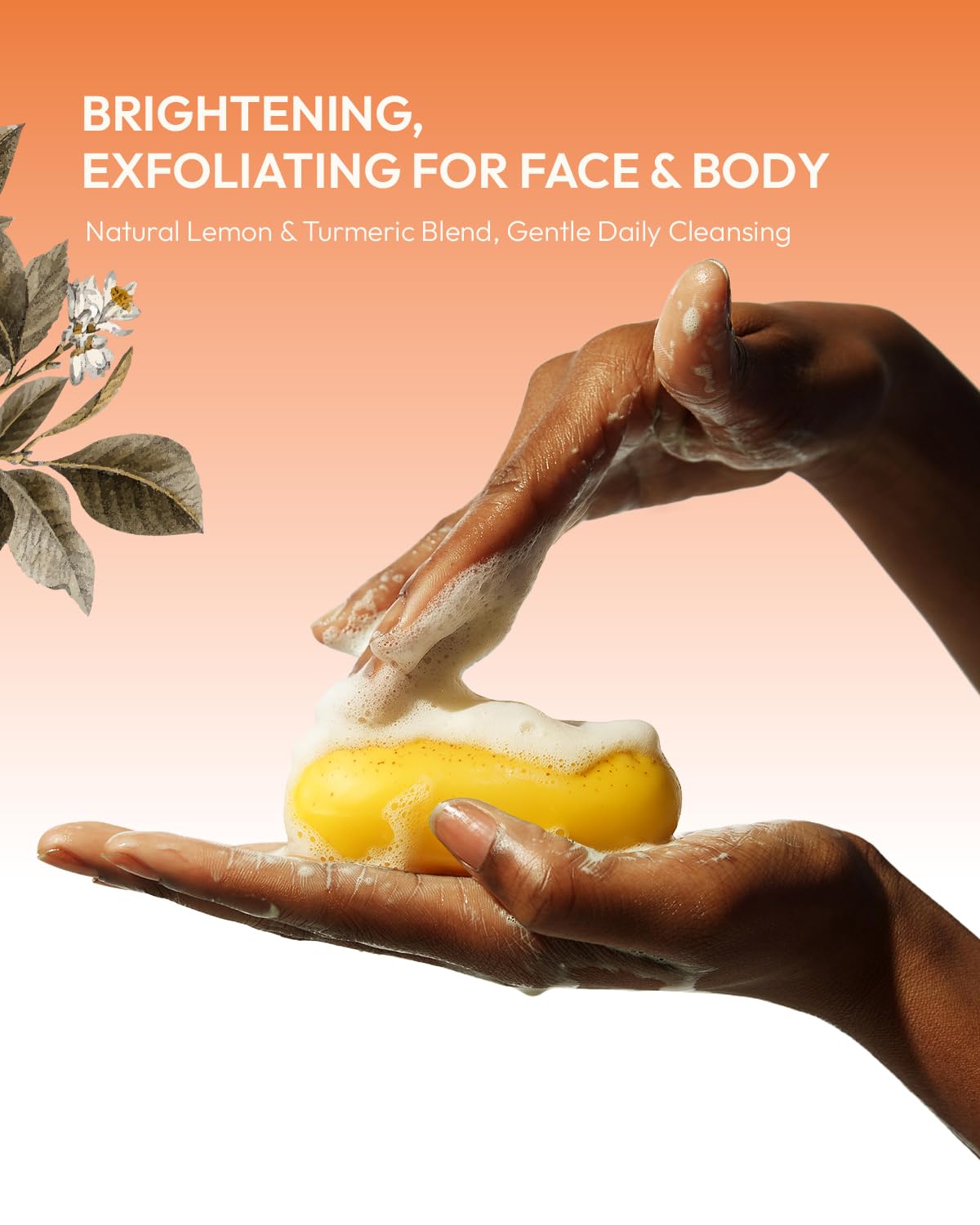 Lathering action of KlearBloom lemon turmeric soap for gentle cleansing.