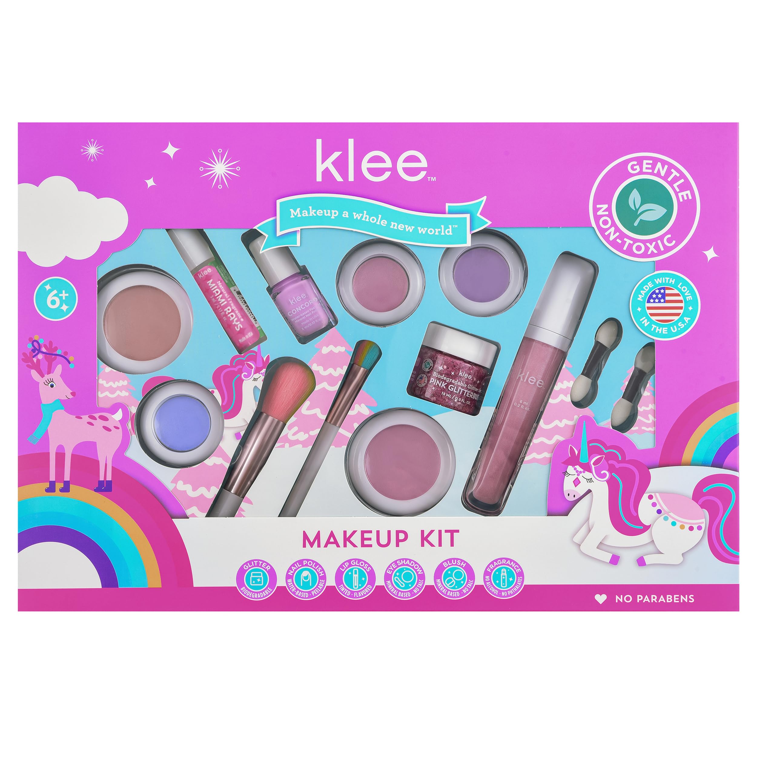 Klee Naturals Luna Star Deluxe Holiday Makeup Kit for kids, gentle color choices for delicate skin.