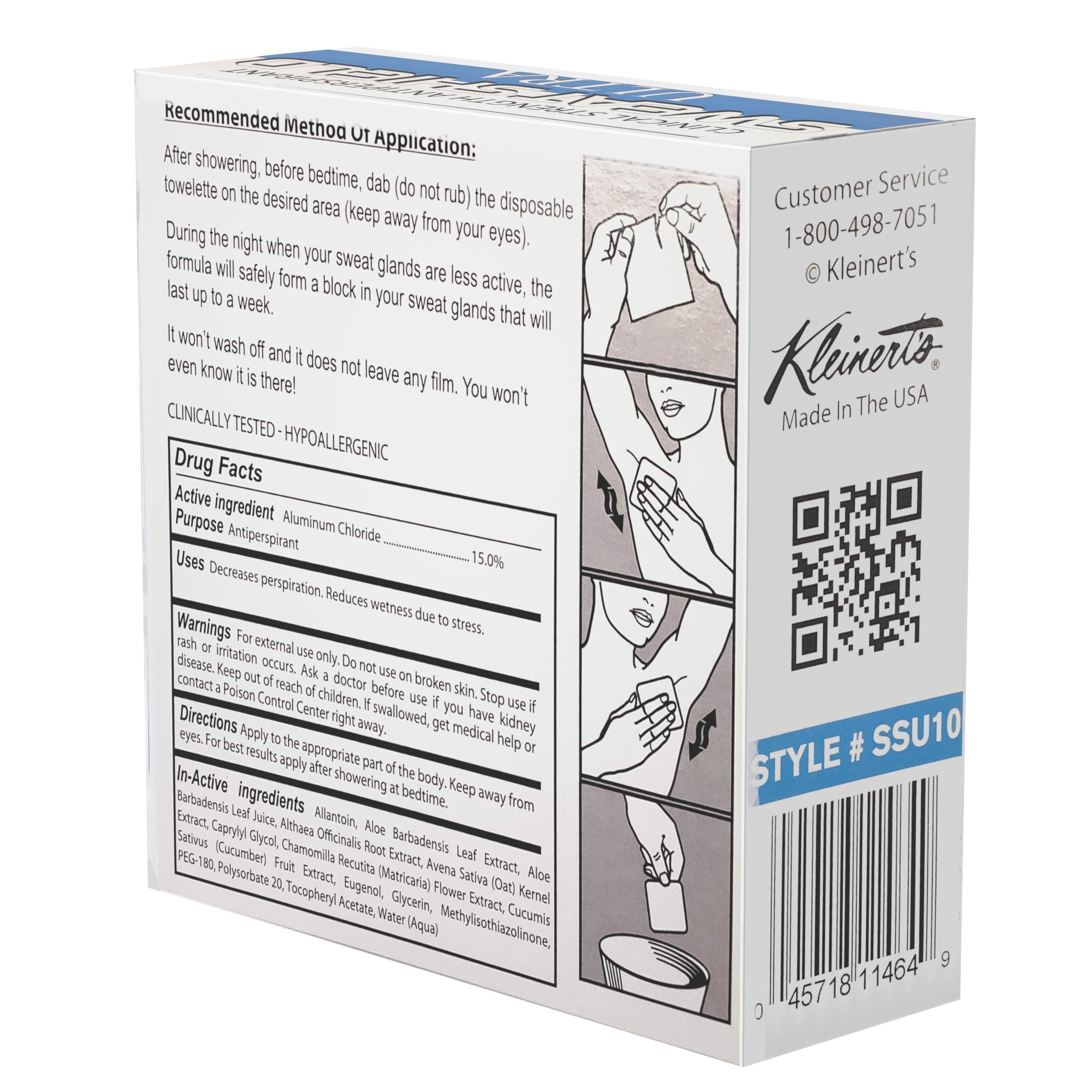 Kleinert's Antiperspirant Wipes travel pack highlights compact design for daily carry.