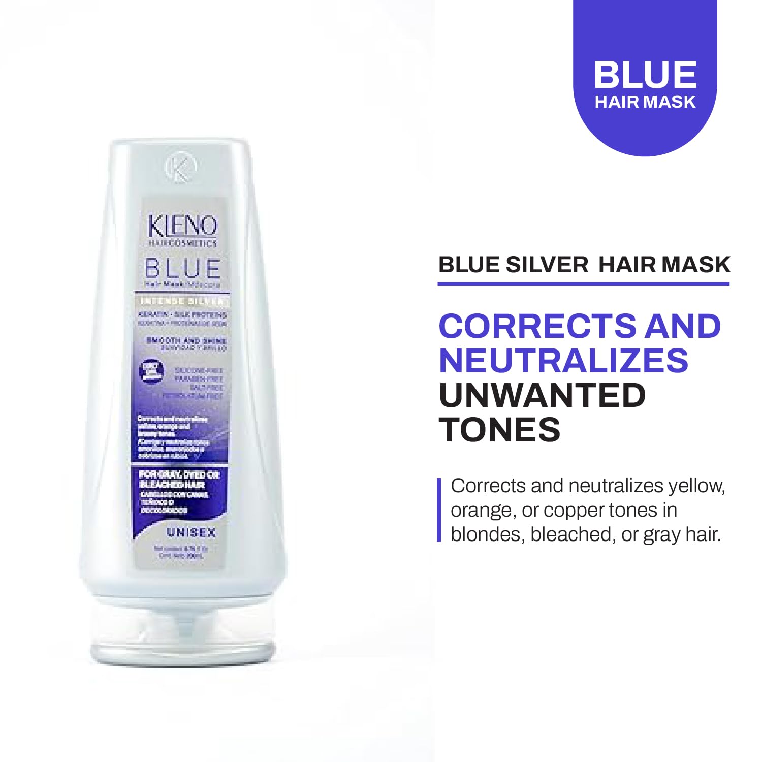 Kleno blue silver intense hair mask cap for easy, mess-free application