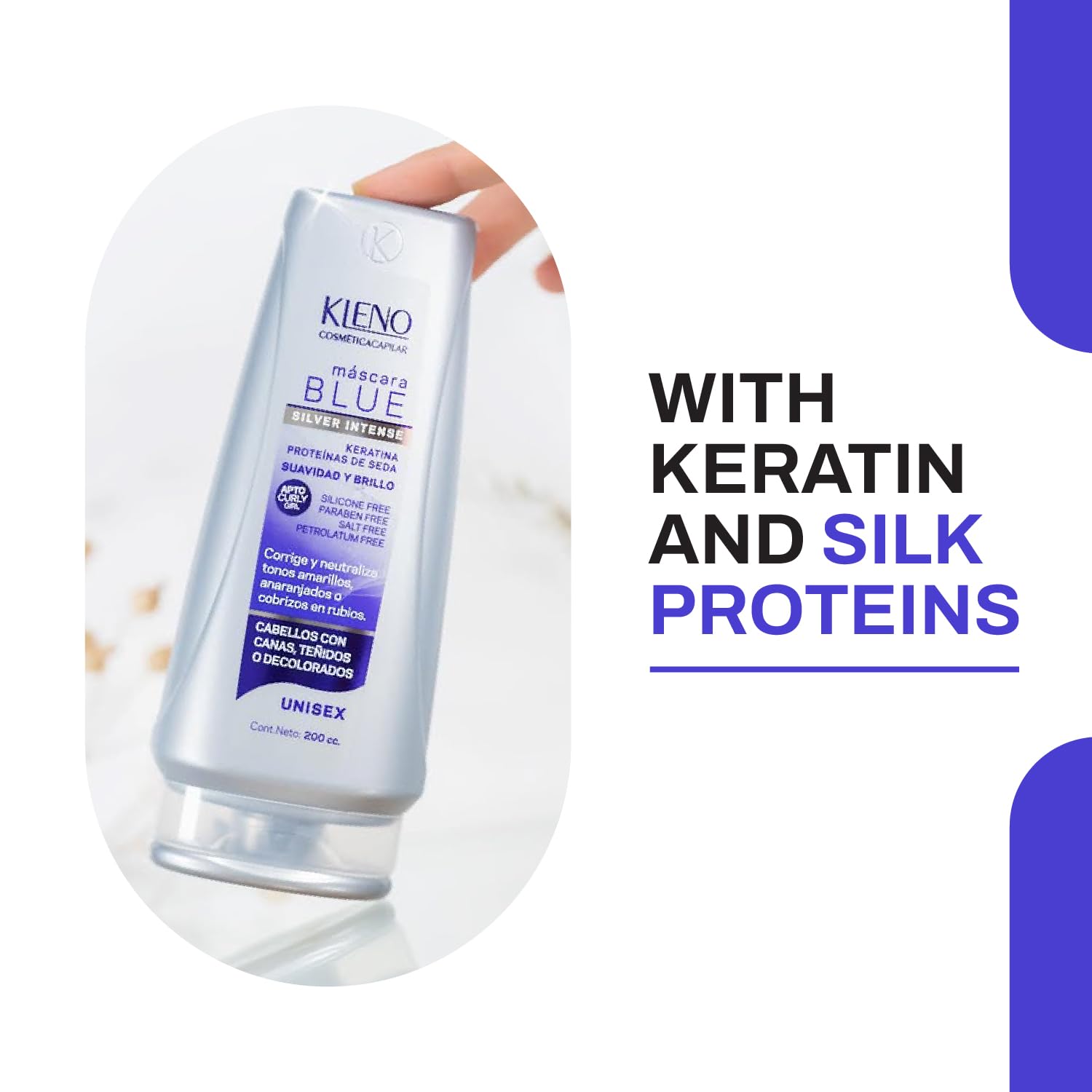 Kleno counteracts brassiness blue-silver tone on hair