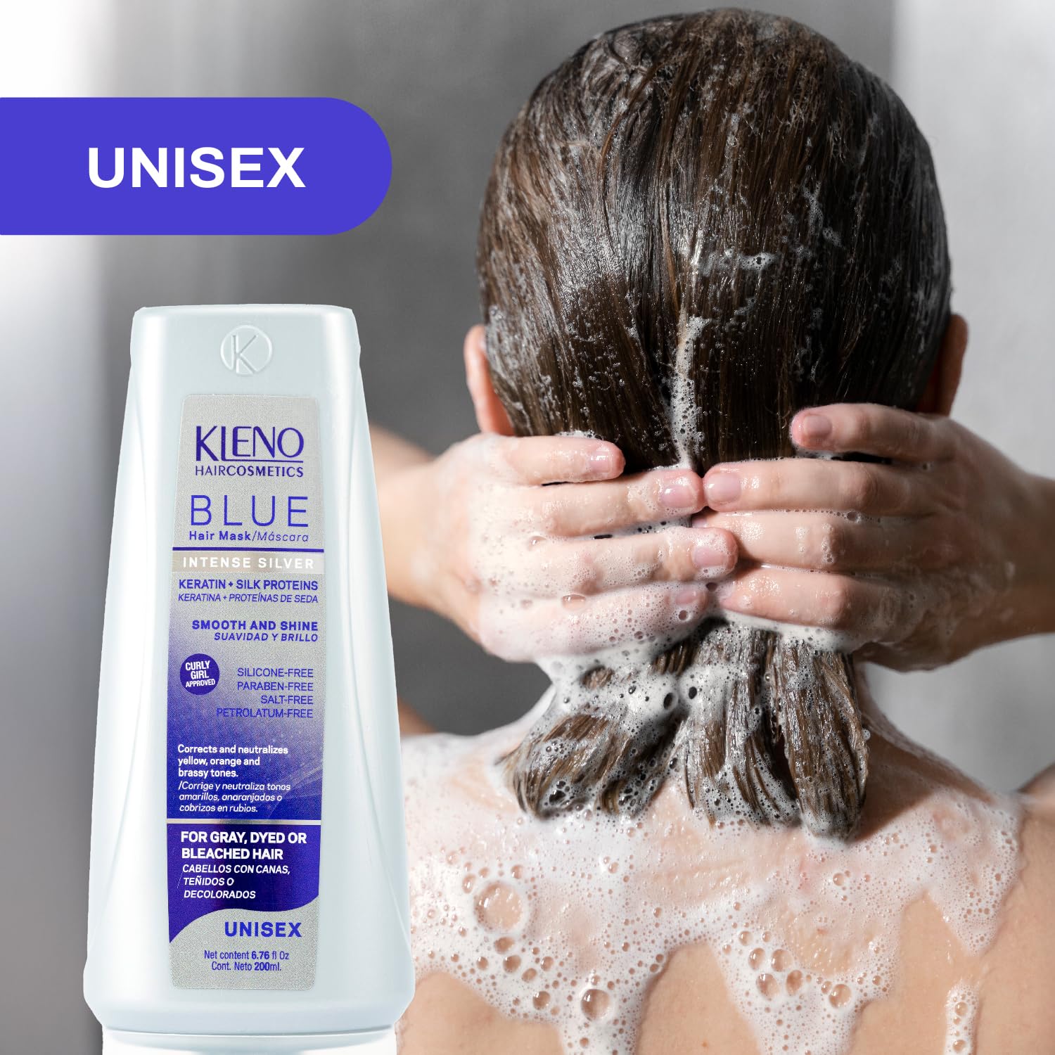 Kleno unisex hair care collection scene implies universal suitability