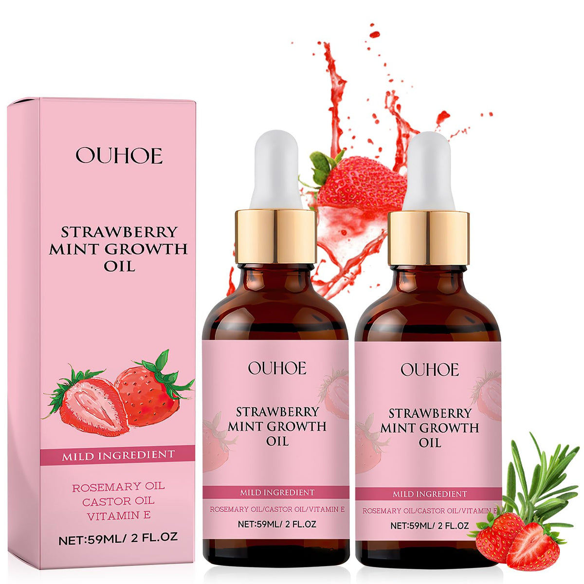 KLIFE Strawberry Mint Growth Oil bottle ready for scalp nourishment