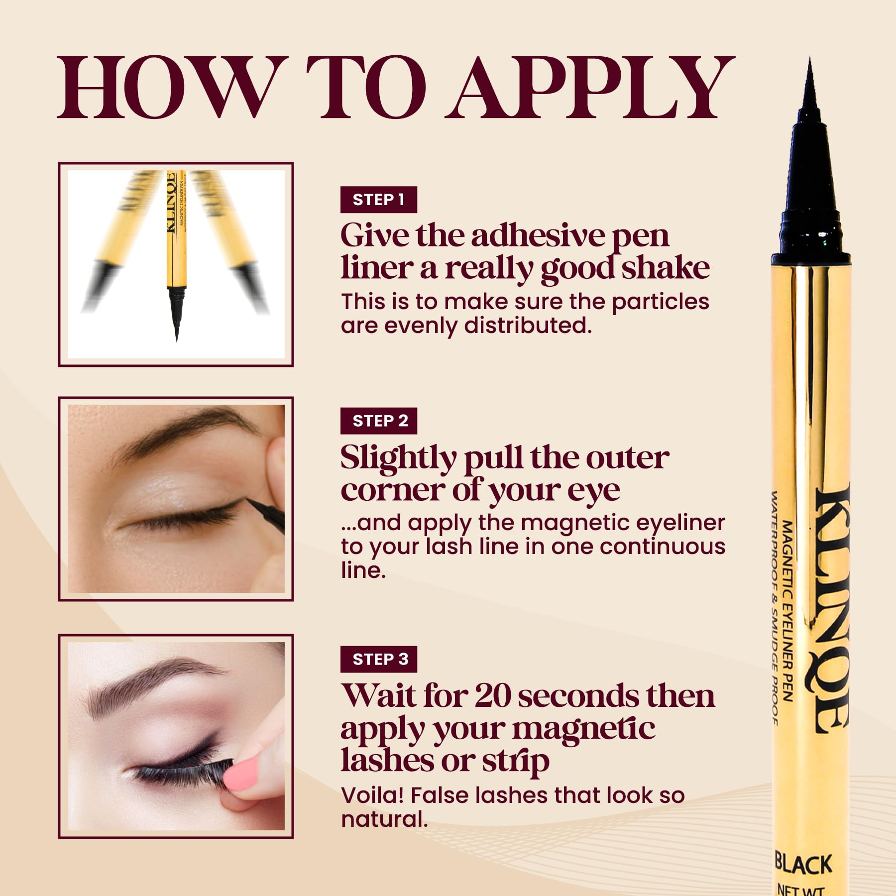 KLINQE All-in-one eye liner adhesive for quick daily looks.
