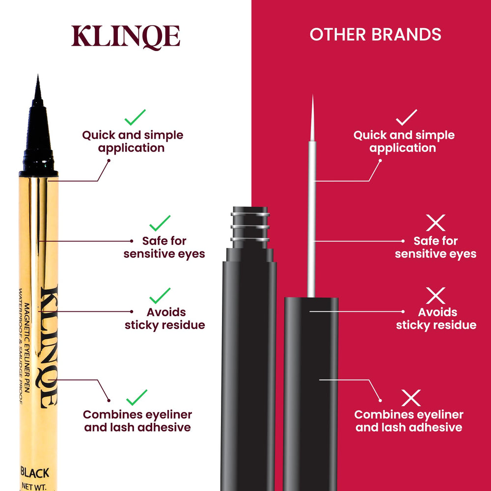 KLINQE Latex-free lash adhesive suitable for sensitive eyes and gentle removal.