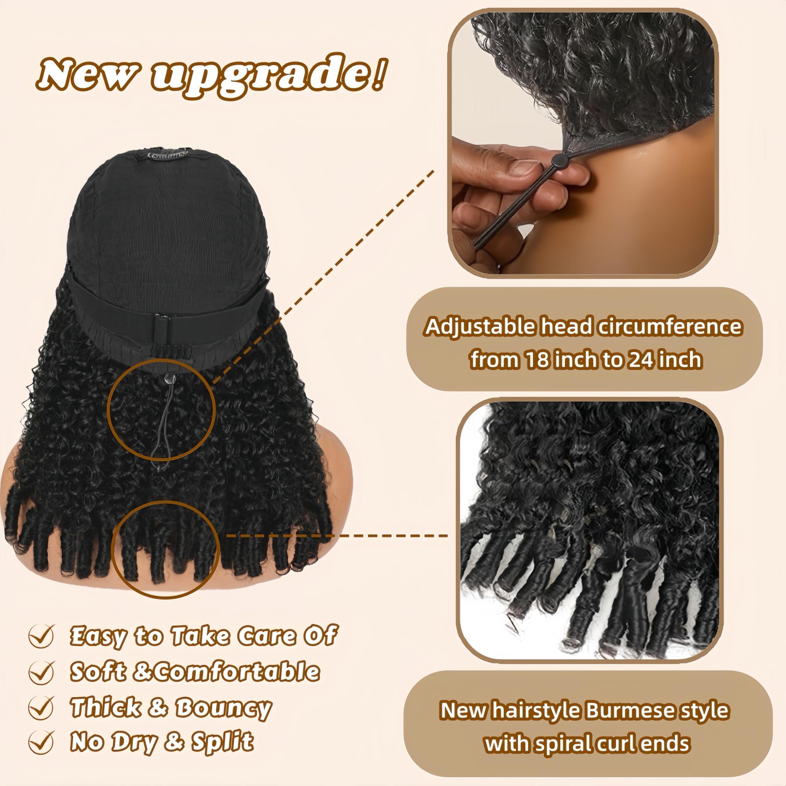 Kloiynj 200% density curly wig for full volume and light feel.