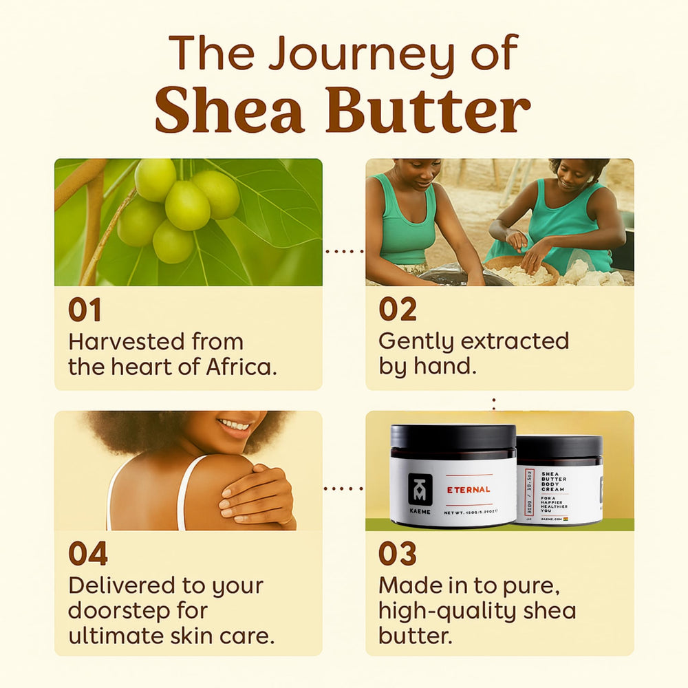 KM KAEME Eternal pure unrefined shea butter, free from additives for clean skincare.