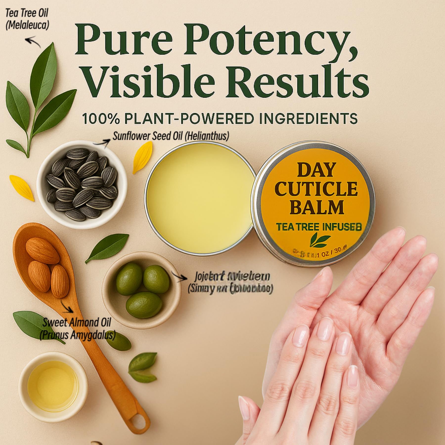 KmaxShip Tea Tree Oil Nail Cuticle Balm application softens rough skin around nails.
