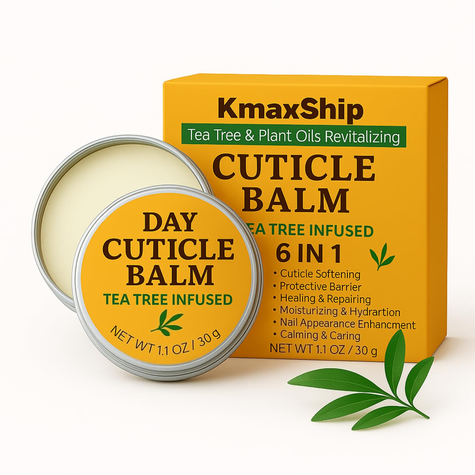 KmaxShip Tea Tree Oil Nail Cuticle Balm bottle pour for quick moisturization.