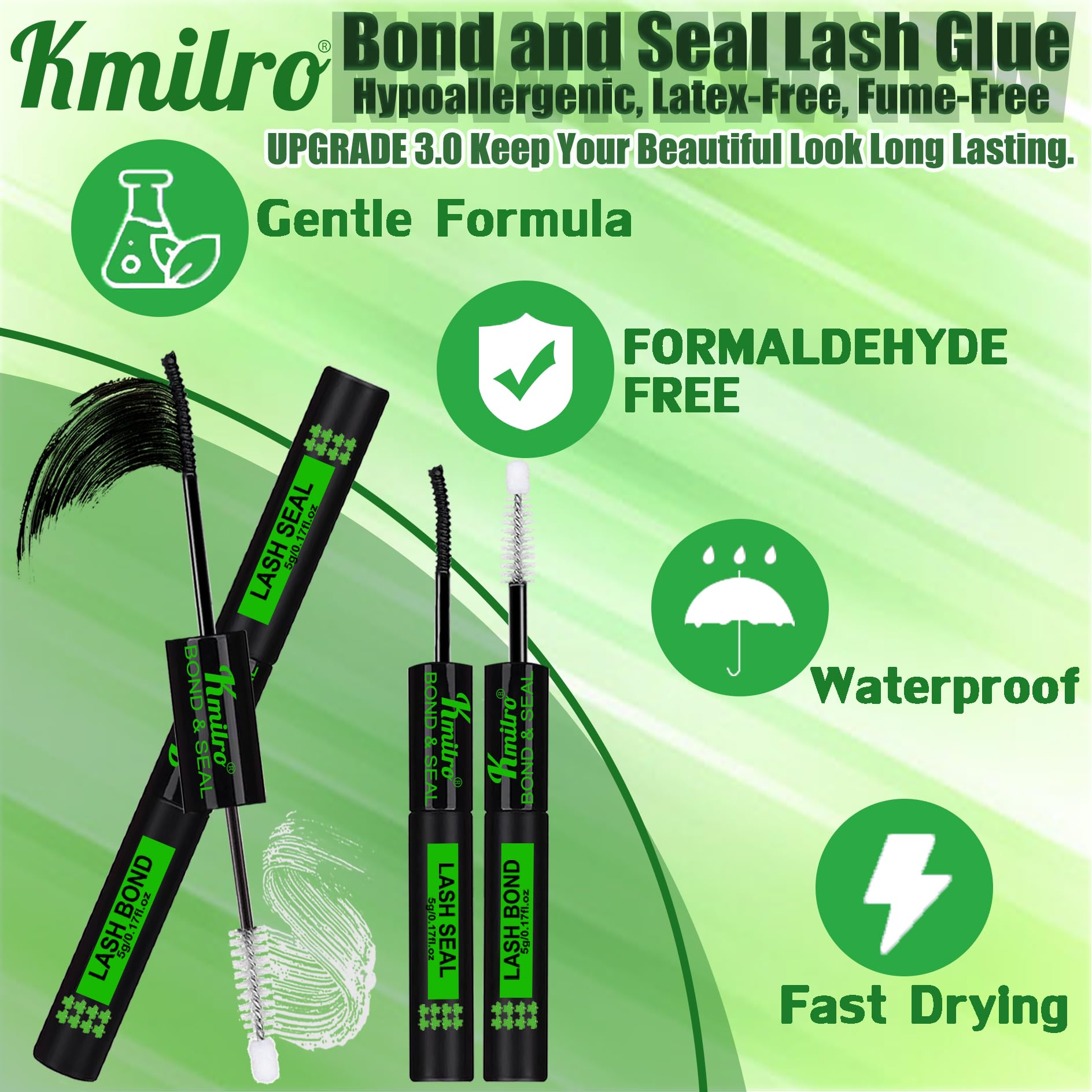 kmilro precision-applicator-brush enables precise, clean lash bonding