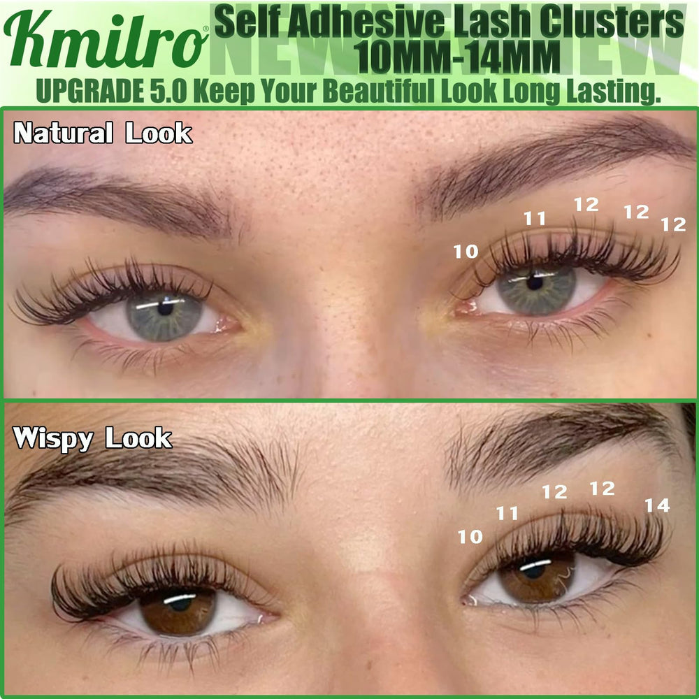 Kmilro eyelash clusters close-up showing ultra-fine fibers blending naturally.