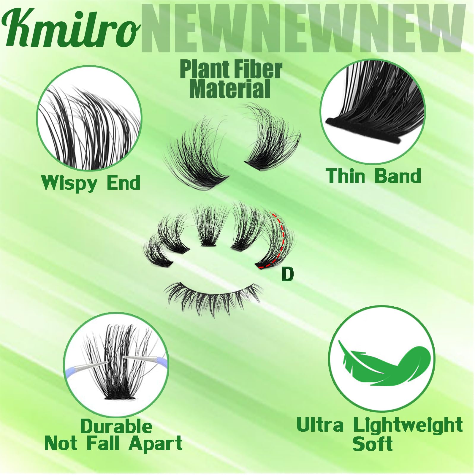 Kmilro super soft plant-fiber lashes enable gentle application and 3D volume.