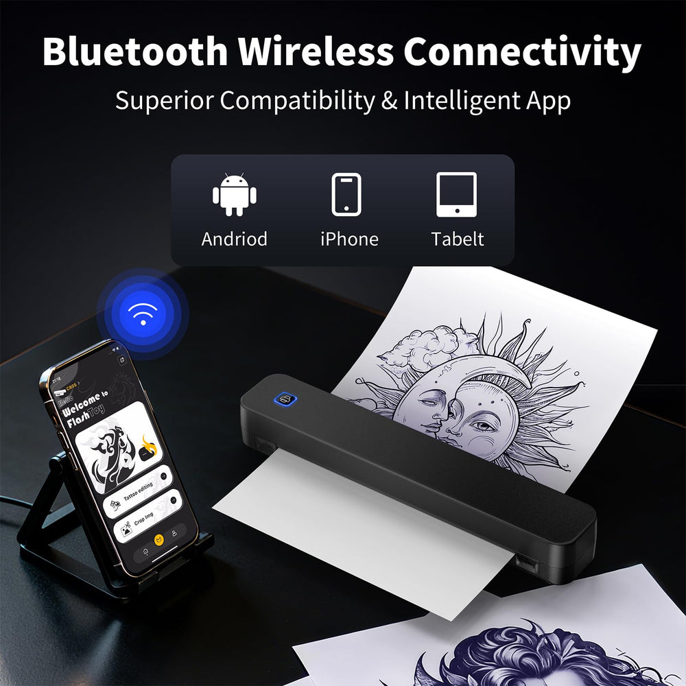 KNAON app library with tattoo templates for editing and printing