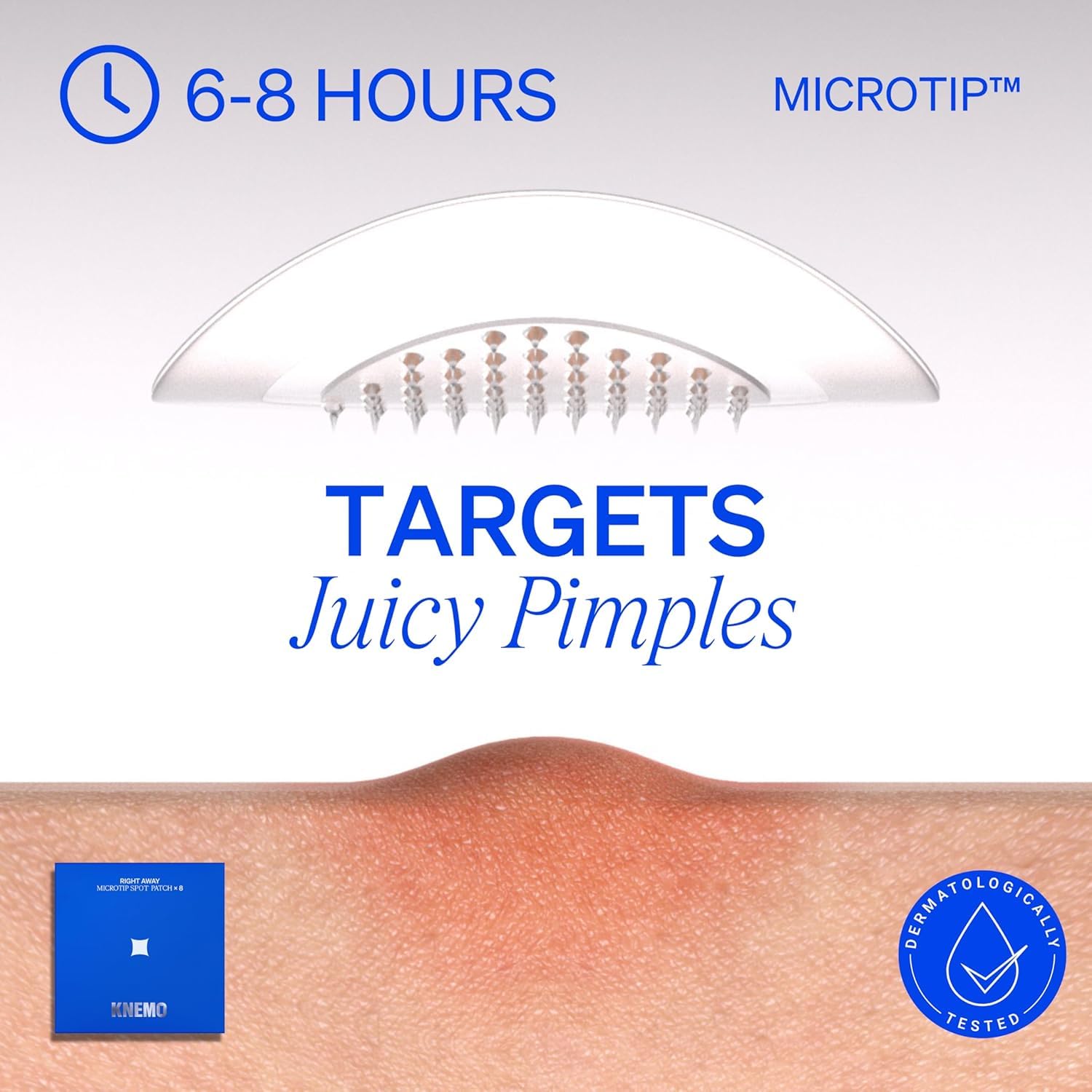 KNEMO RIGHT AWAY patch on skin demonstrates discreet, fast-acting support