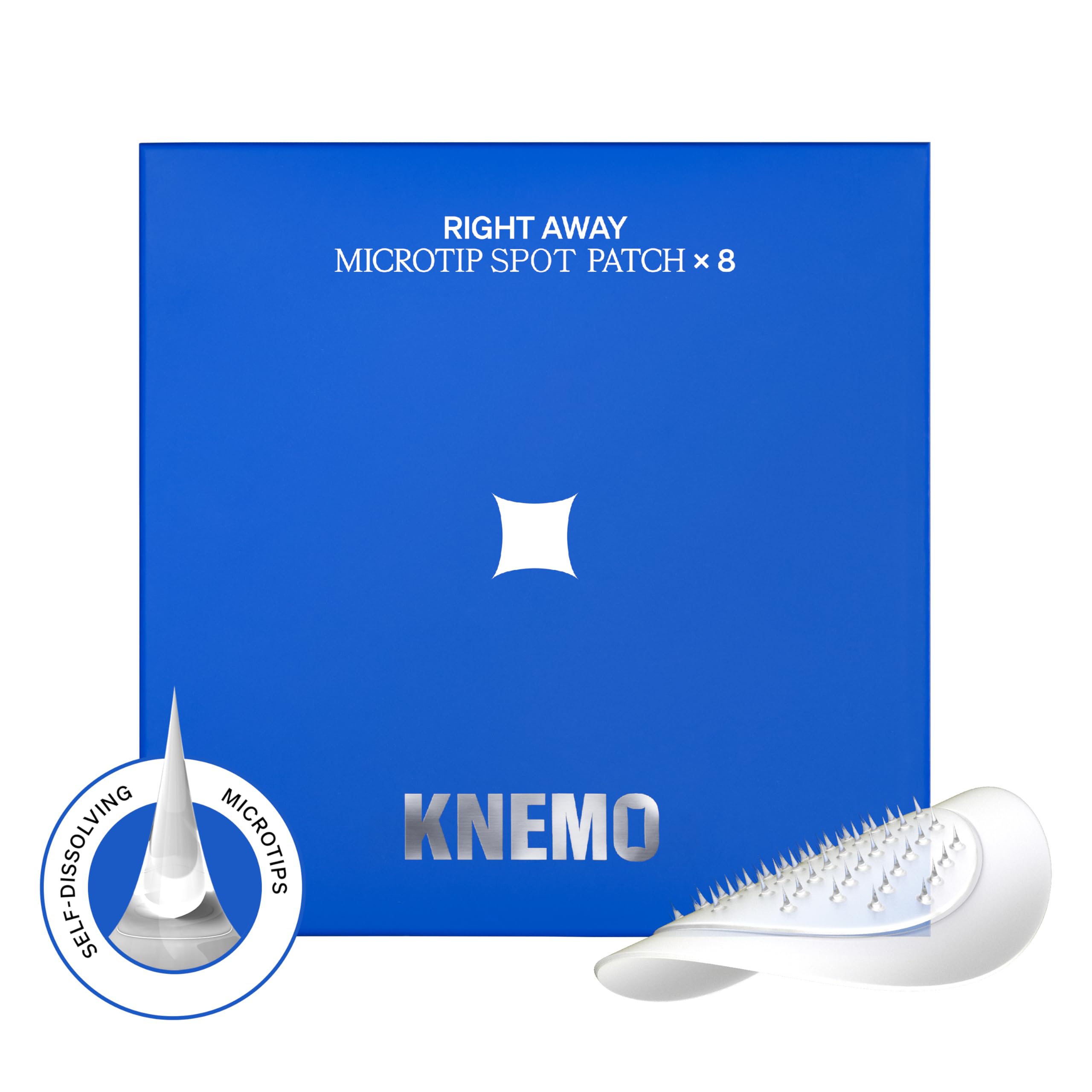 KNEMO RIGHT AWAY patch packaging shown for on the go blemish care