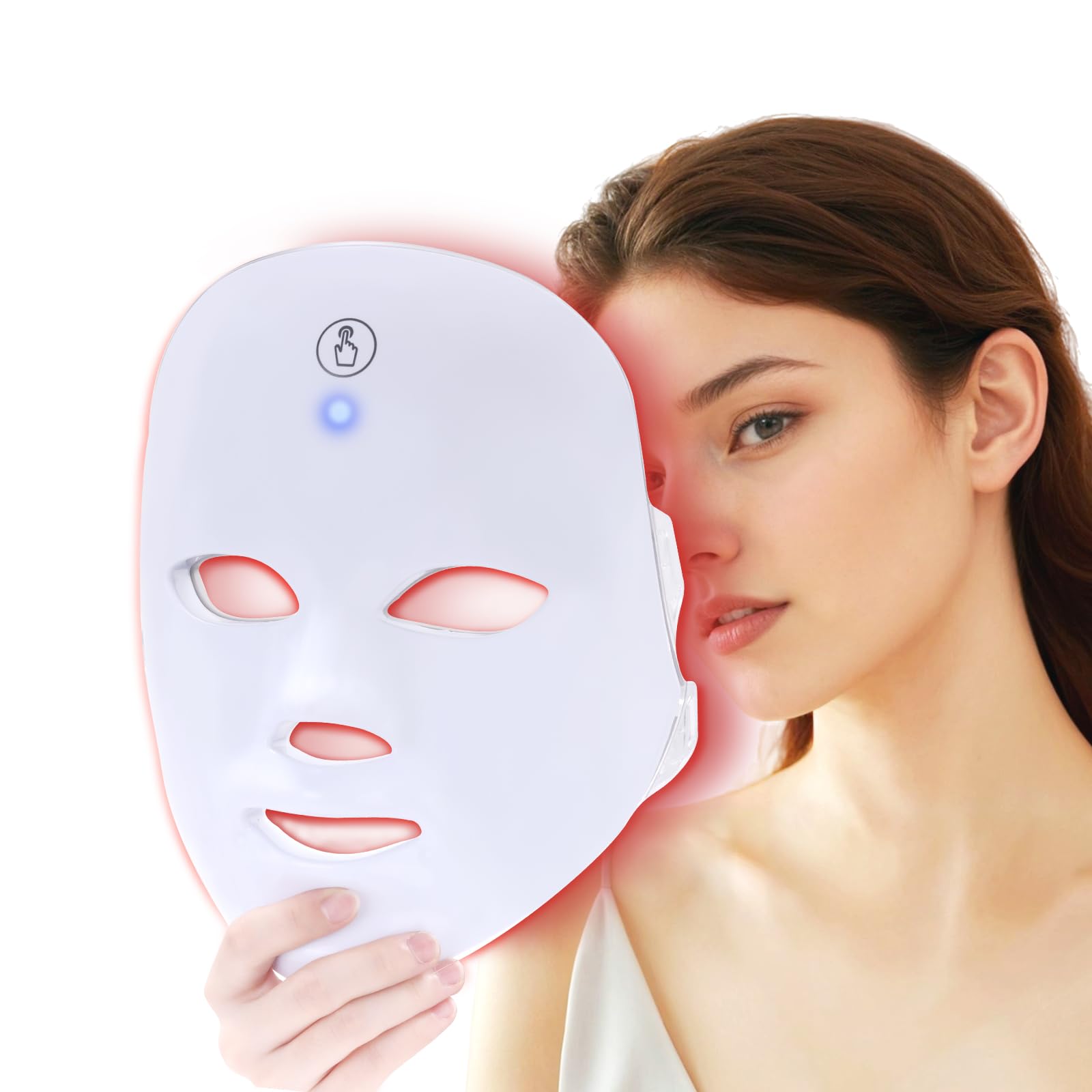 KNNKNN red light face mask, front view, potential skin refresh and relaxation.