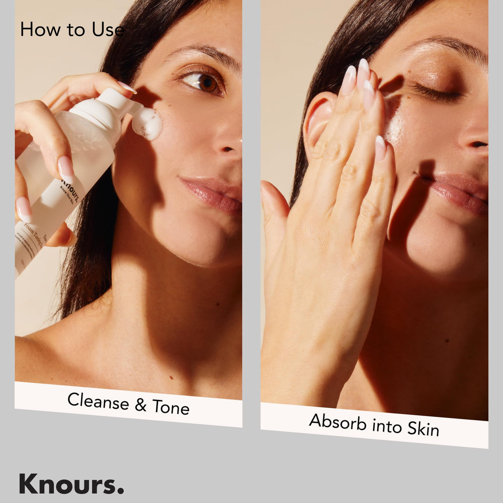 Knours foam application motion illustrating gentle cleansing