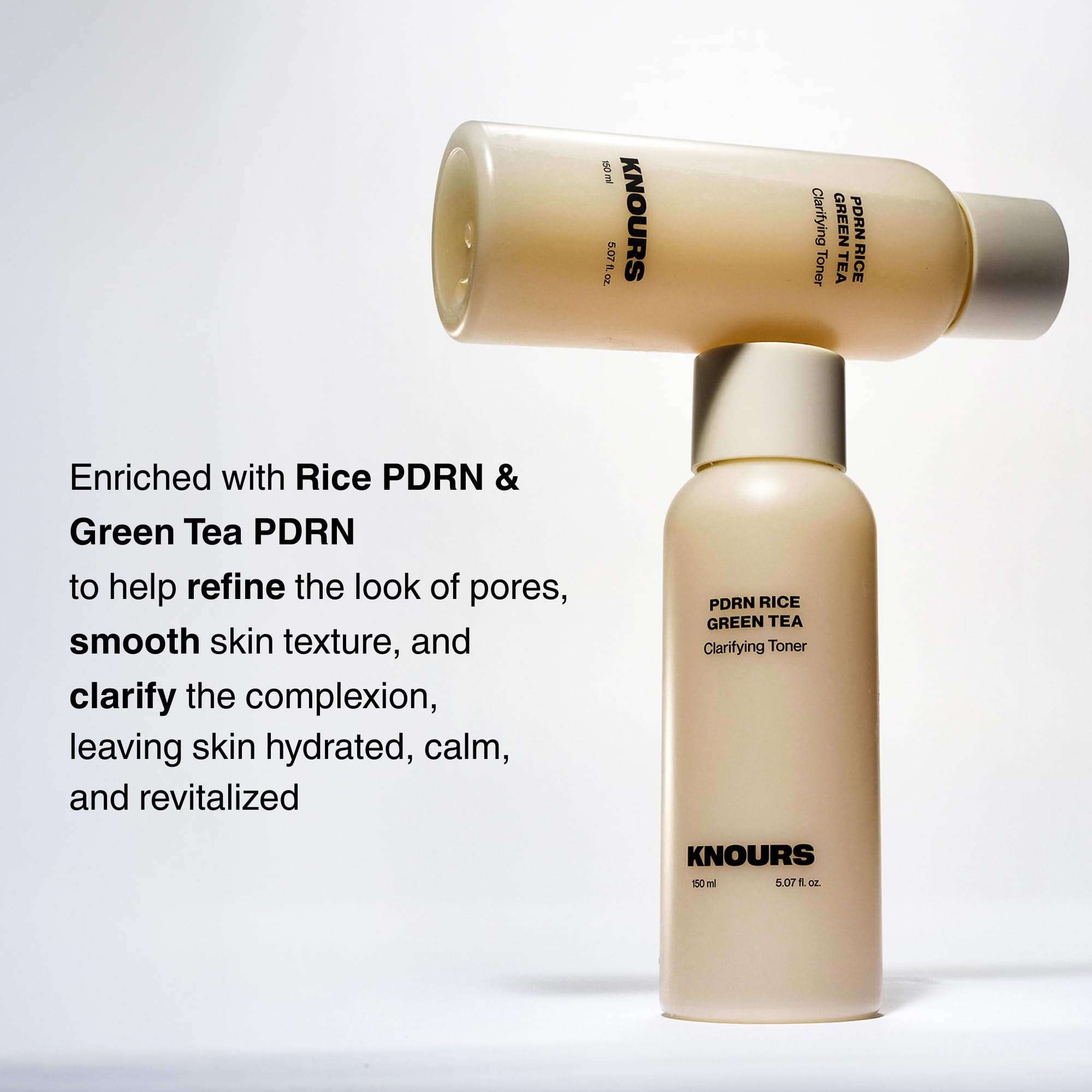 Knours PDRN Rice & Green Tea Toner texture shot suggests smooth, balanced skin after use.