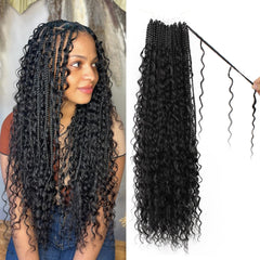 Knovotch Boho Crochet Braids 18-inch goddess braids close-up showing natural curls for everyday wear.