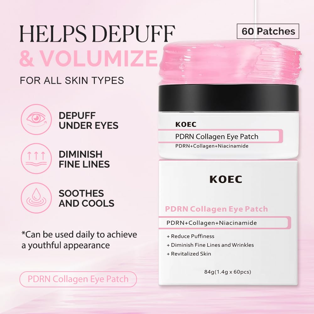 KOEC PDRN eye patch placed on eye area for a refreshed look